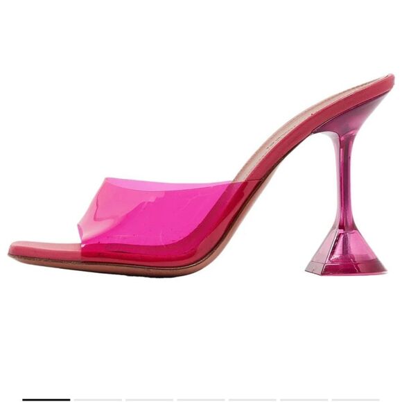 Amina Muaddi Lupita Glass Slide Sandals PVC Pink Size 39/ US 9 - Picture 1 of 12